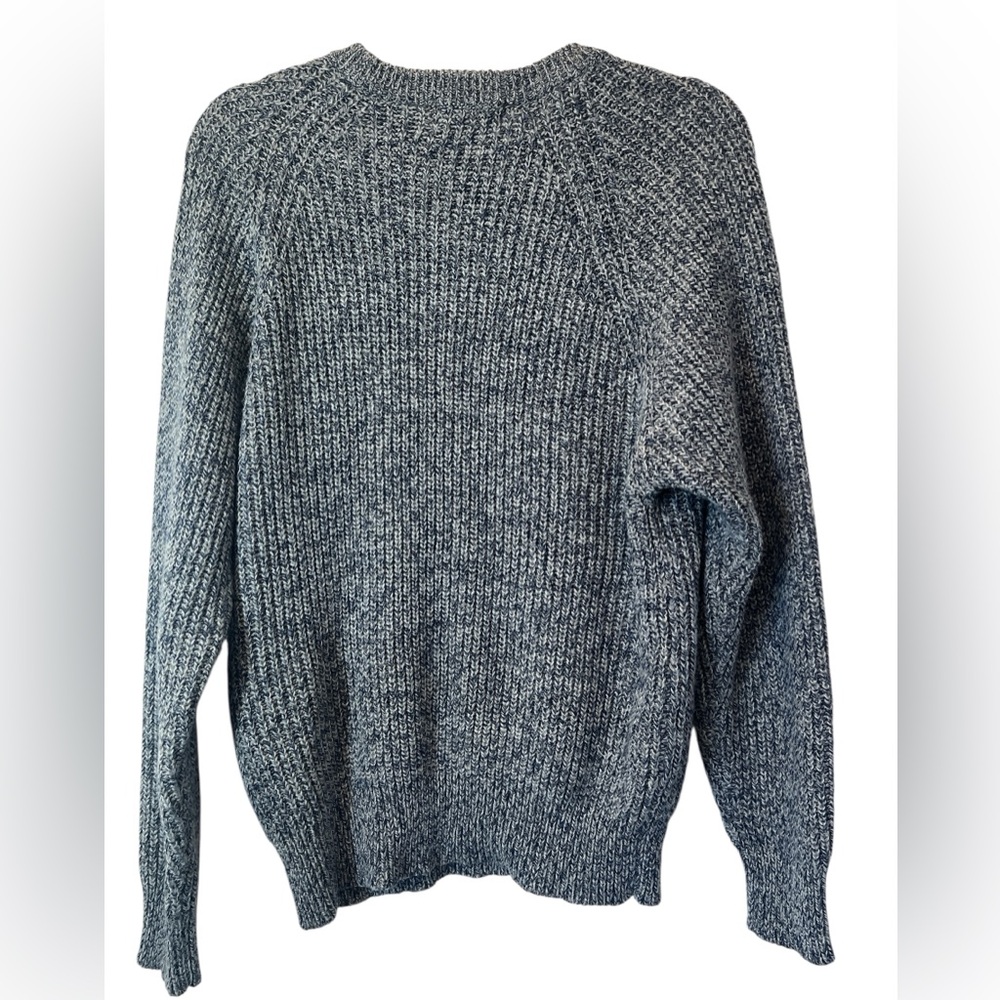Vintage Oakton Limited Men's Crew Neck Sweater Size L Blue Fisherman Chunky - Picture 2 of 5